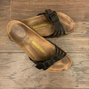 Black Birkenstock slide sandals